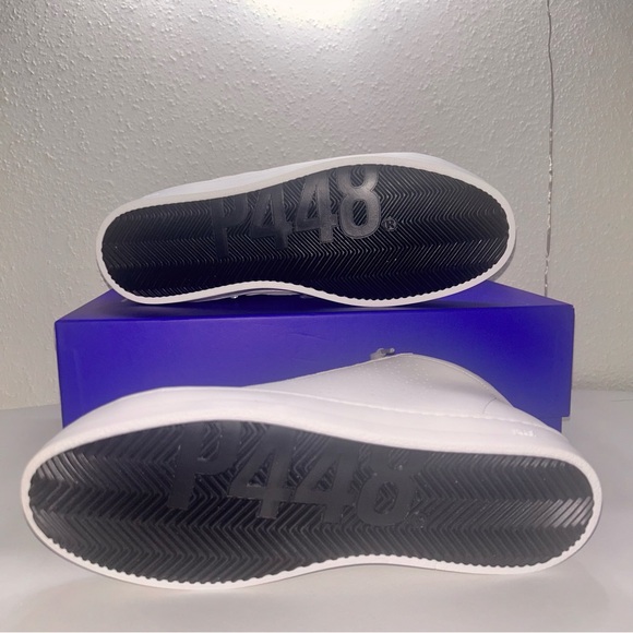 P448 John Mid Top EU 43 Lace Up Side Zip Shoes White Cream Mens 10.5 Womens 12 - Picture 2 of 7